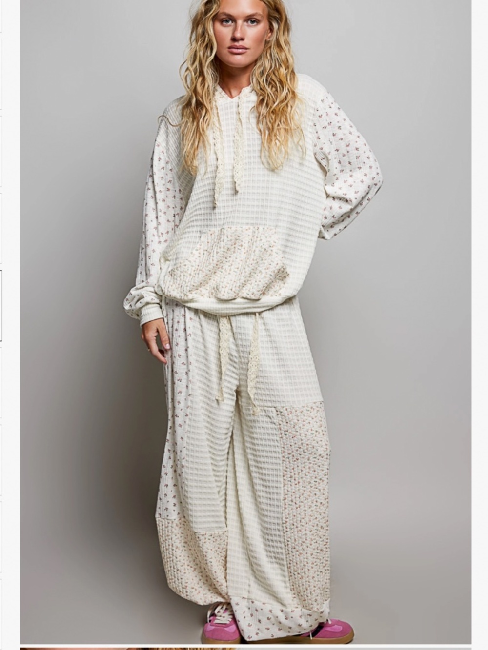 🎉 POL “ AUTUMN 2 “ POL RIBBED PATCHWORK 2 PIECE SET PANTS & TOP